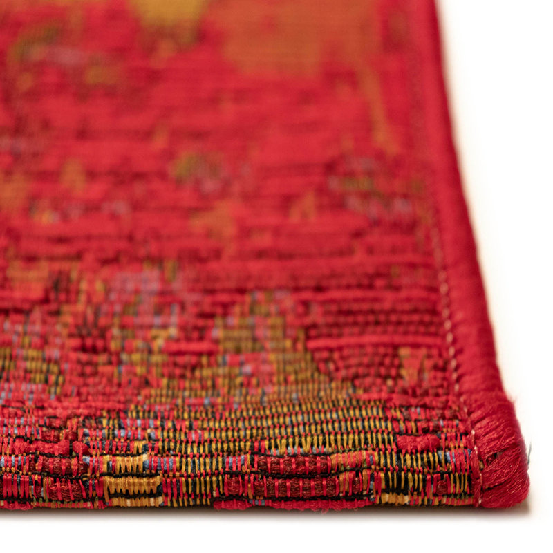 Sal Red/Black/Gold Area Rug, Runner 1'11" x 7'6"