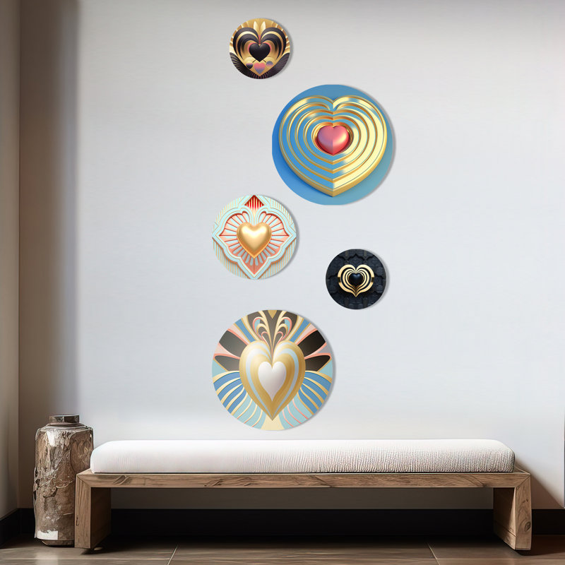 Décoration murale abstraite brillante en forme de cœur blanc contemporain I - romantique