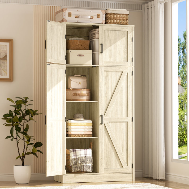 31.5” W Storage Cabinet with Door and Adjustable Shelves, White Oak