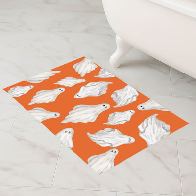 Spooky Ghost Bath Mat with Non-Skid Backing