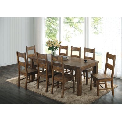 Tiernagh 9-piece Rectangular Dining Set Rustic Golden Brown