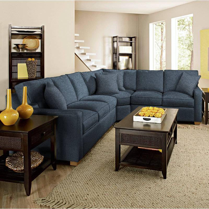Gramercy Park Upholstered L-Shaped Sectional Symmetrical, Havana, Basic Blue