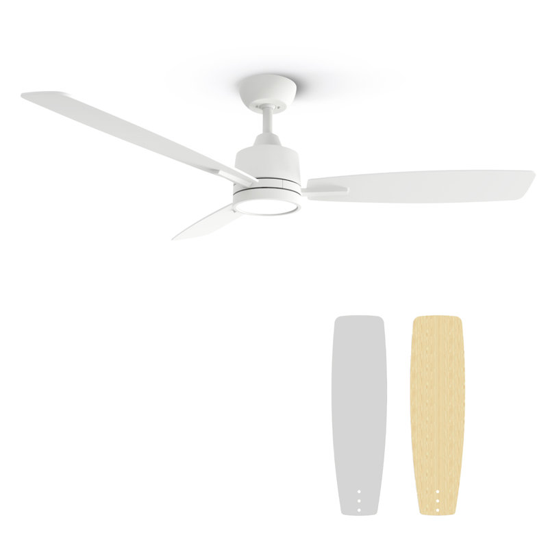 Ventilateur de plafond standard de 52 po avec lumières DEL Emidia - blanc, Blanc, 52"