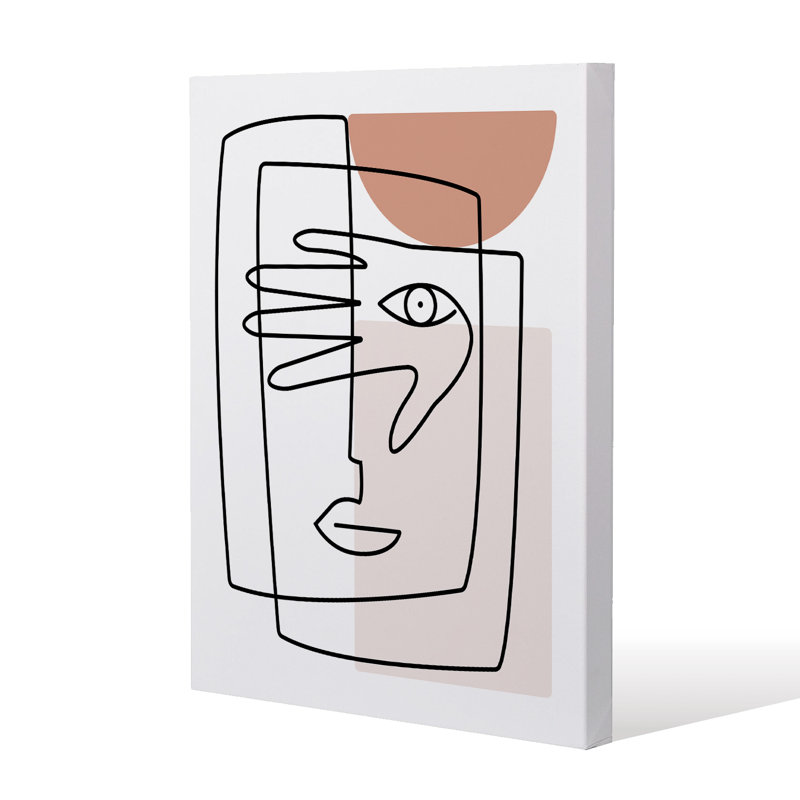 Line Drawing Of Face And Hand by Andrew Lee - Wrapped Canvas Print, 114cm H x 77cm W x 4cm D