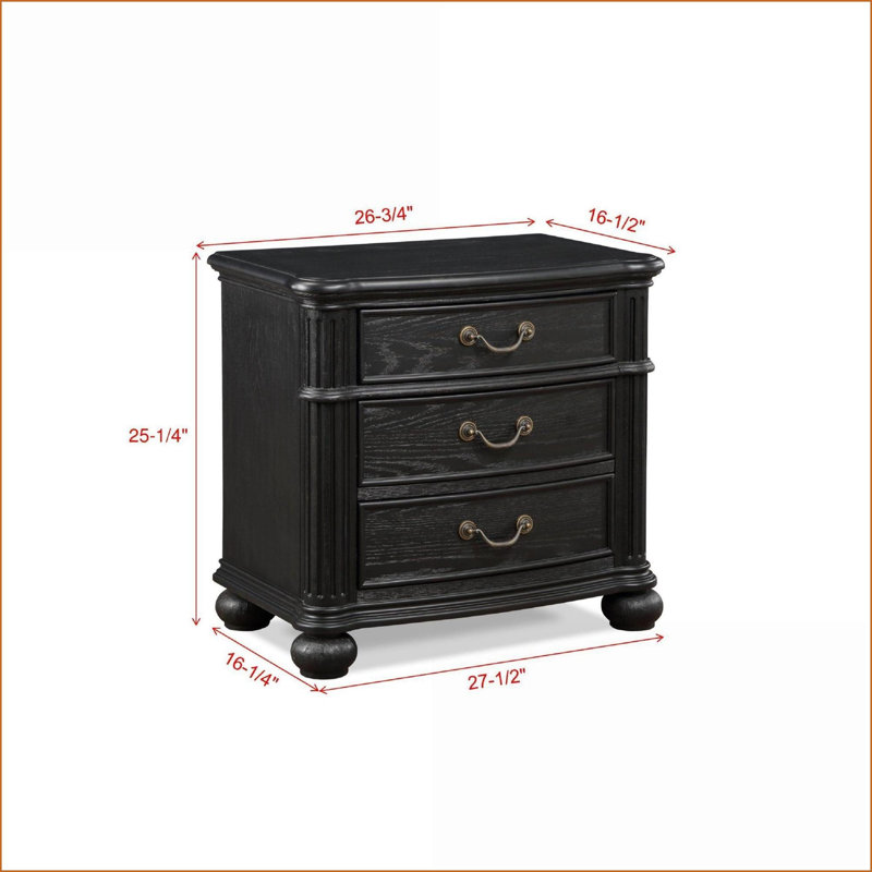 Table de chevet 3 tiroirs Traditional
