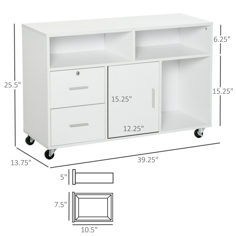 Bureau d'imprimante avec bureau à roulettes, roulettes verrouillables