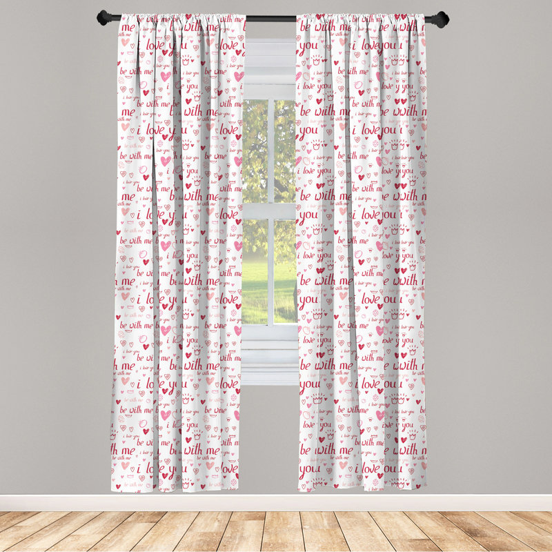 I Love You Semi-Sheer Rod Pocket Curtain Panels, 28" x 63"