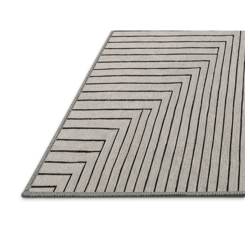 Machine Washable Gray Area Rug, Square 4'