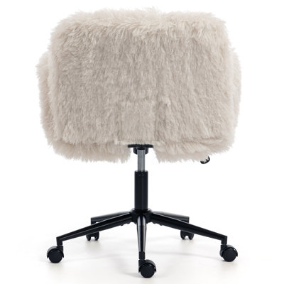 23.6''W Lamb Wool Swivel Accent Chair- 360°Rotation