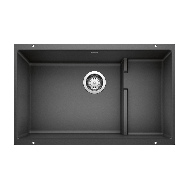 Precis Cascade SILGRANIT 29" Single Bowl Undermount Kitchen Sink with Colander, Anthracite