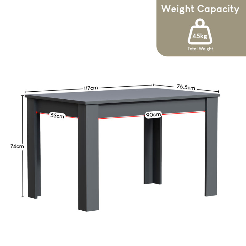 Iriemi Dining Table, 74cm H x 117cm L x 76.5cm W, Grey