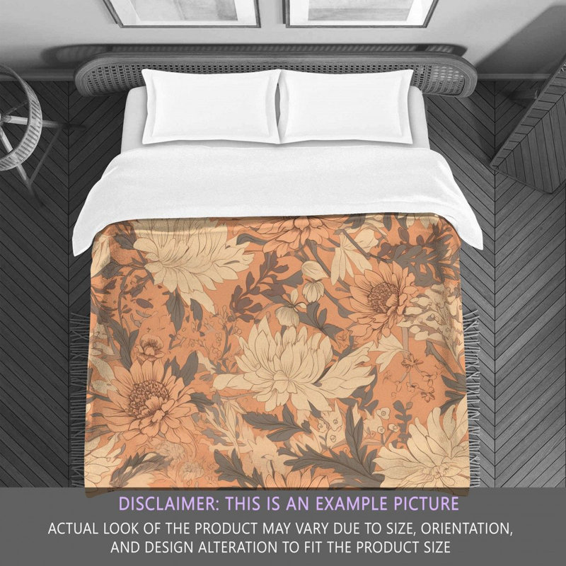 Floral Gold Microfiber Comforter, King Comforter