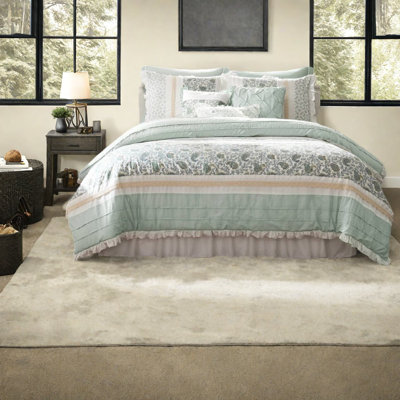 Piece Bedding Sets Queen Cotton Percale, Farmhouse Aqua Home Comfort