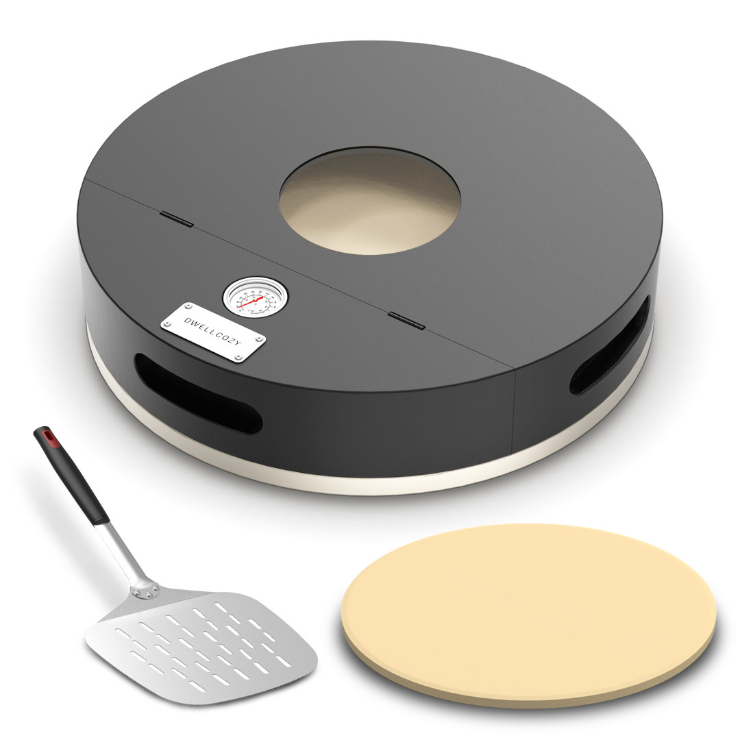 13“ Grill Top Pizza Oven With Door & Window, Pizza Oven For Grill With Pizza Peel & Pizza Stone DWELLCOZY