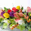 Arrangement floral de fleurs en métal galvanisé, tulipe mélangée, ensemble de centre de table en bois d’eucalyptus Protea & eucalyptus
