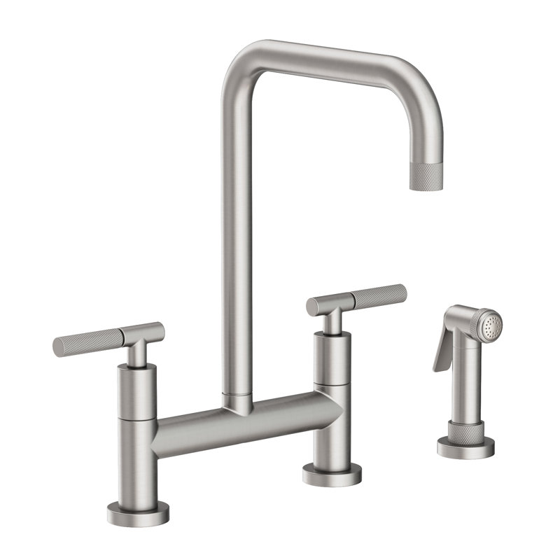 Kitchen Bridge Faucet With Side Spray, Stainless Steel (PVD)