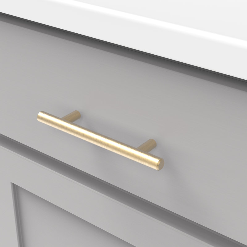 Poignée de collection de poignées de bar - Poignée d'armoire de centre à centre 3-3 / 4 po - Laiton royal - Quincaillerie minimaliste et contemporaine pour tiroirs et armoires