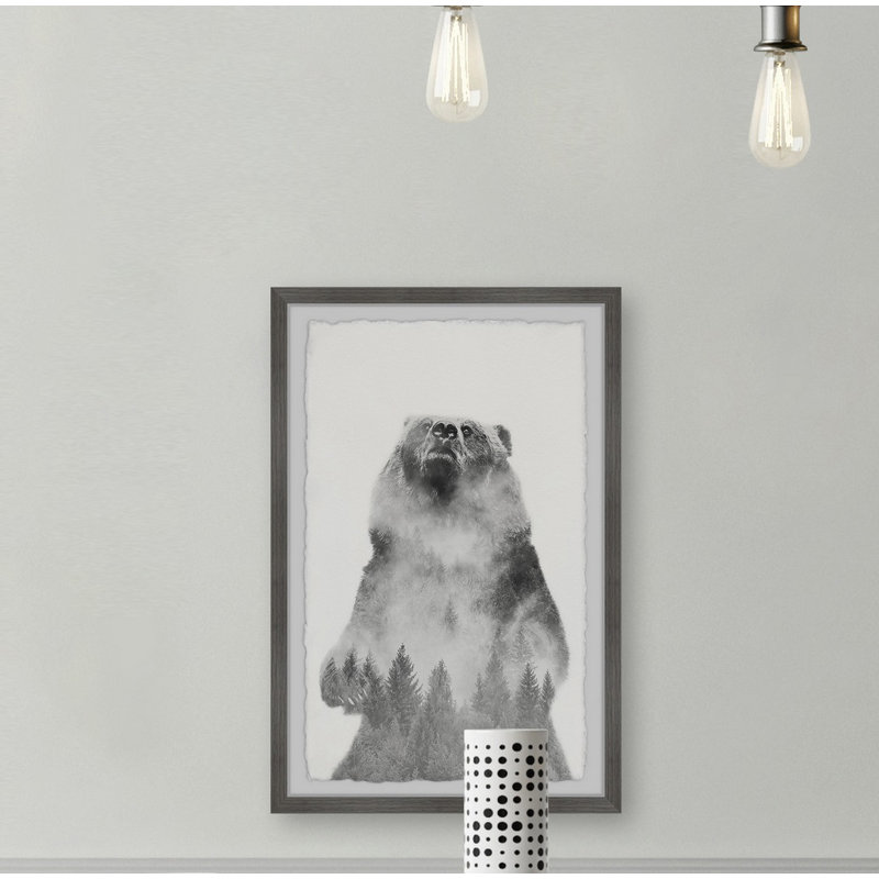 « mountain bear »-impression d’art graphique sur papier encadrée, H 30 po x l 20 po x P 1,5 po