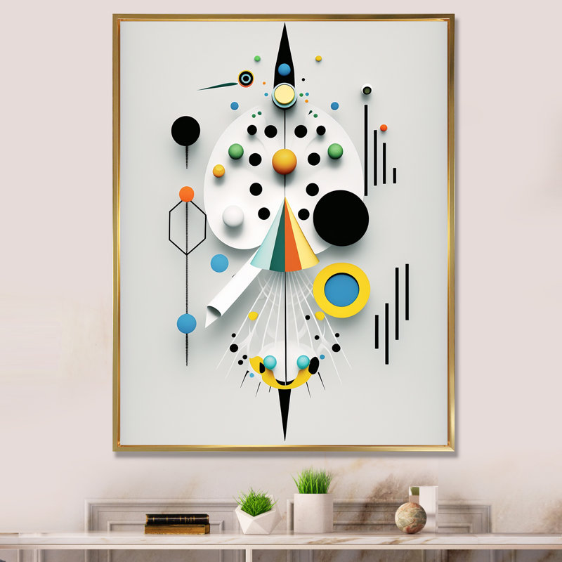 Sceance Beyond The Knowing - impression sur toile géométrique moderne, Cadre flottant doré, H 32 po x l 24 po x P 1 po