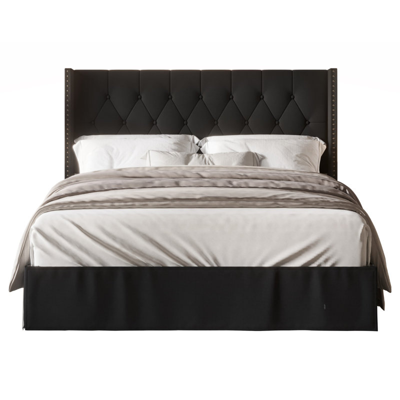 Bellamy Tufted Upholstered Platform Bed, Black, King