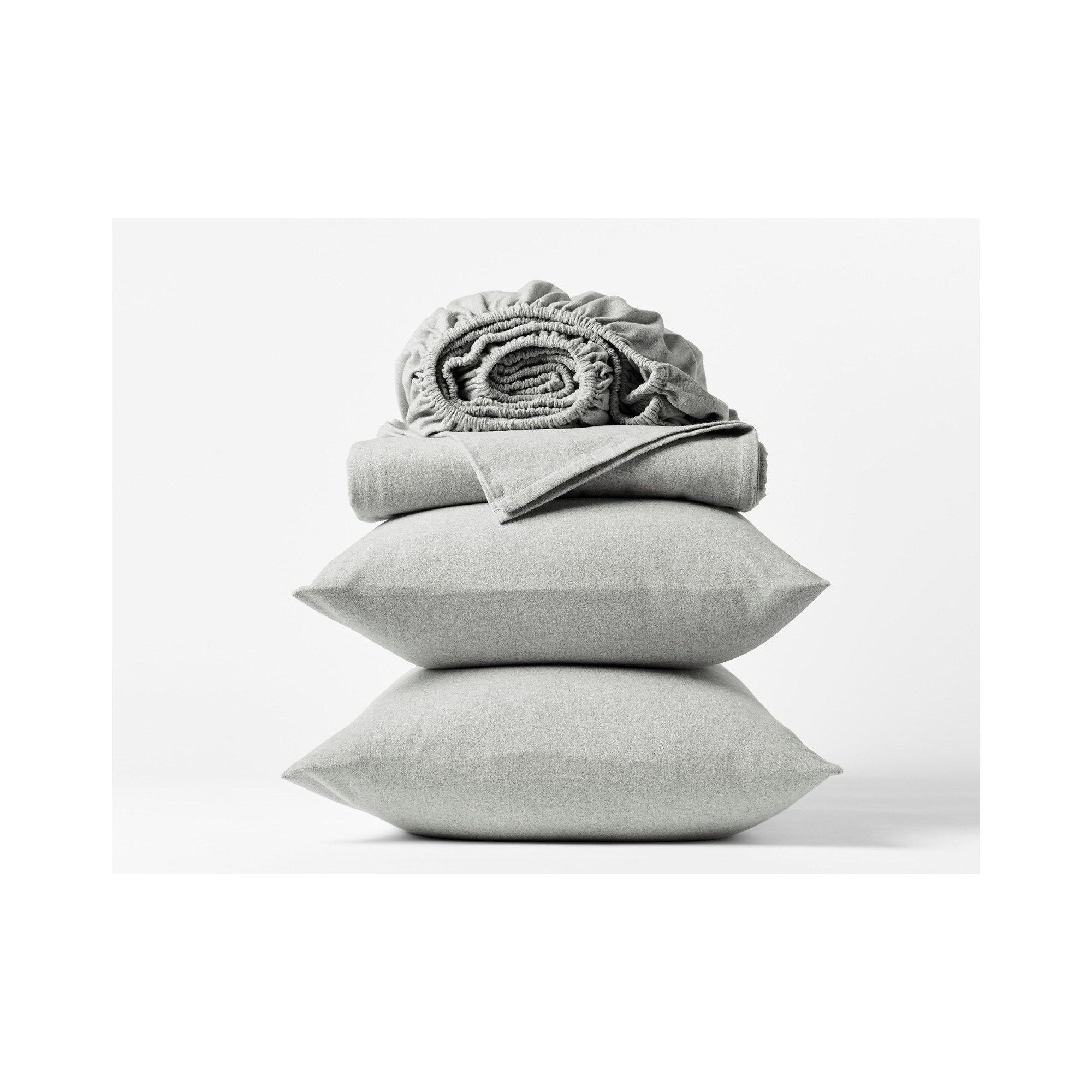 Cloud 100% Cotton Flannel Sheet Set, Pale Gray Heather, California King Sheet Set with 2 Pillowcases