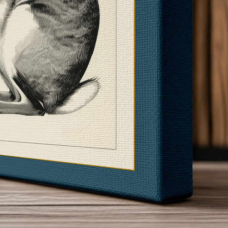 Watchful Hare Botanical - Wrapped Canvas, 36x24 - 91.4 x 61.0 cm, Teal Border