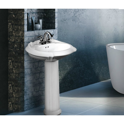Regent 27" Tall Ceramic Oval Pedestal Bathroom Sink with Overflow