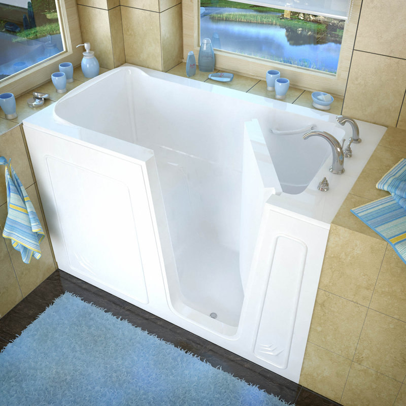 Aspen 60'' x 32'' Soaking Acrylic Bathtub with Faucet, White, Right