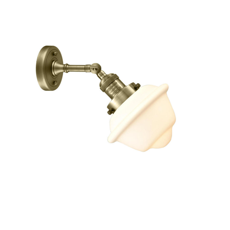 Gaspard Dimmable Bath Sconce, Antique Brass, 60 Watt Vintage Incandescent Bulb, Matte White Cased