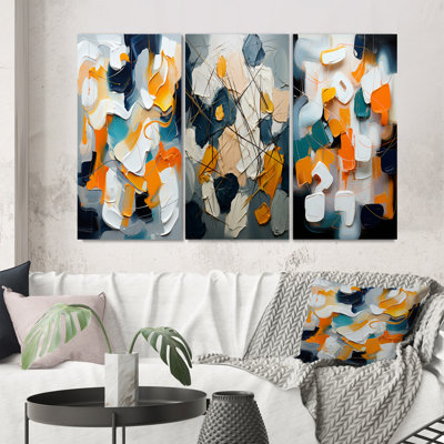 Orange Happiness Abstract Minimal, ensemble de 3 reproductions