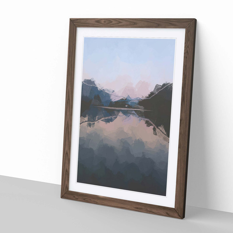 Italian Lake in Abstract - Framed Print, 65cm H x 48cm W x 2cm D, Walnut Framed