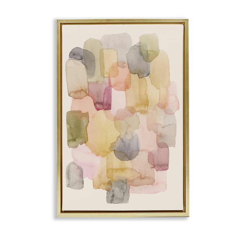 Toile flottante encadrée "Blobs" par Grace Popp, Cadre flottant métallique doré, H 25 po x l 17 po