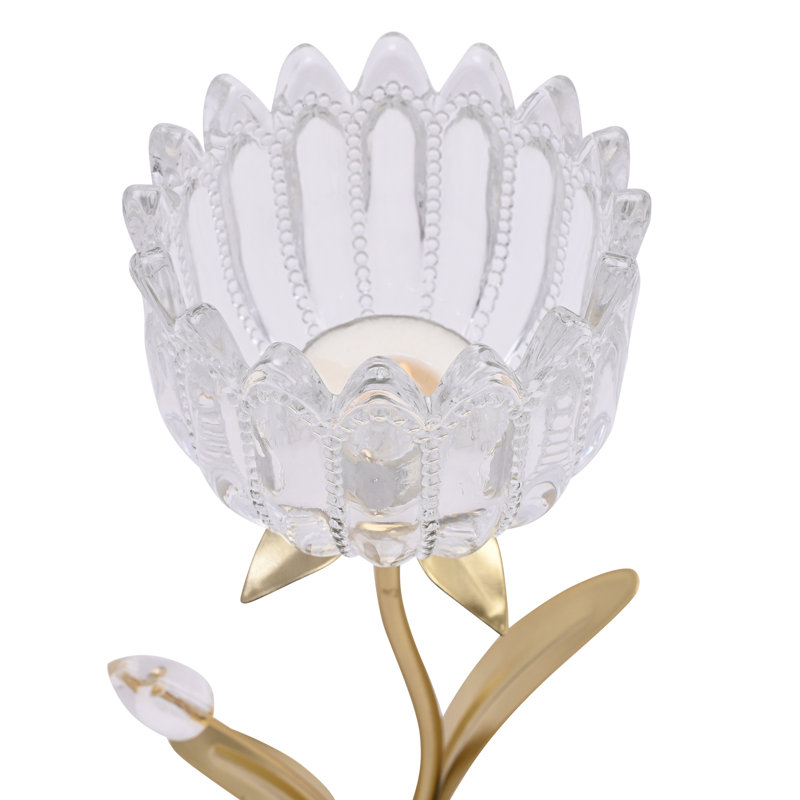 27.5Cm Glass Metal Tabletop Votive Holder