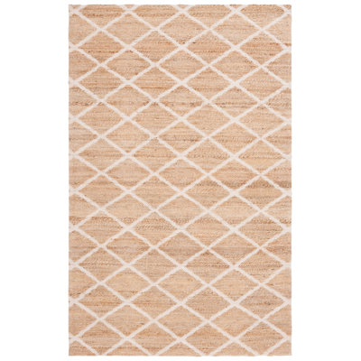 Cowden Natural Fiber Handloomed Jute Cotton Geometric Rug in Ivory/Natural
