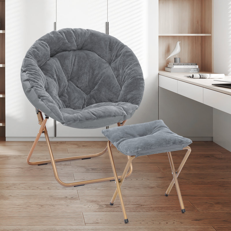 Fauteuil d'appoint pour chaise longue Amey, Fourrure synthétique grise, Oui, Bronze