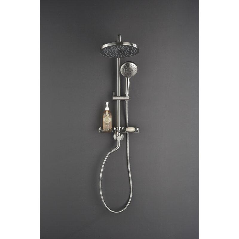 ShowerSpas Shower System, with 10" Rain Showerhead, 4-Function Hand Shower, Adjustable Slide Bar and Soap Dish
