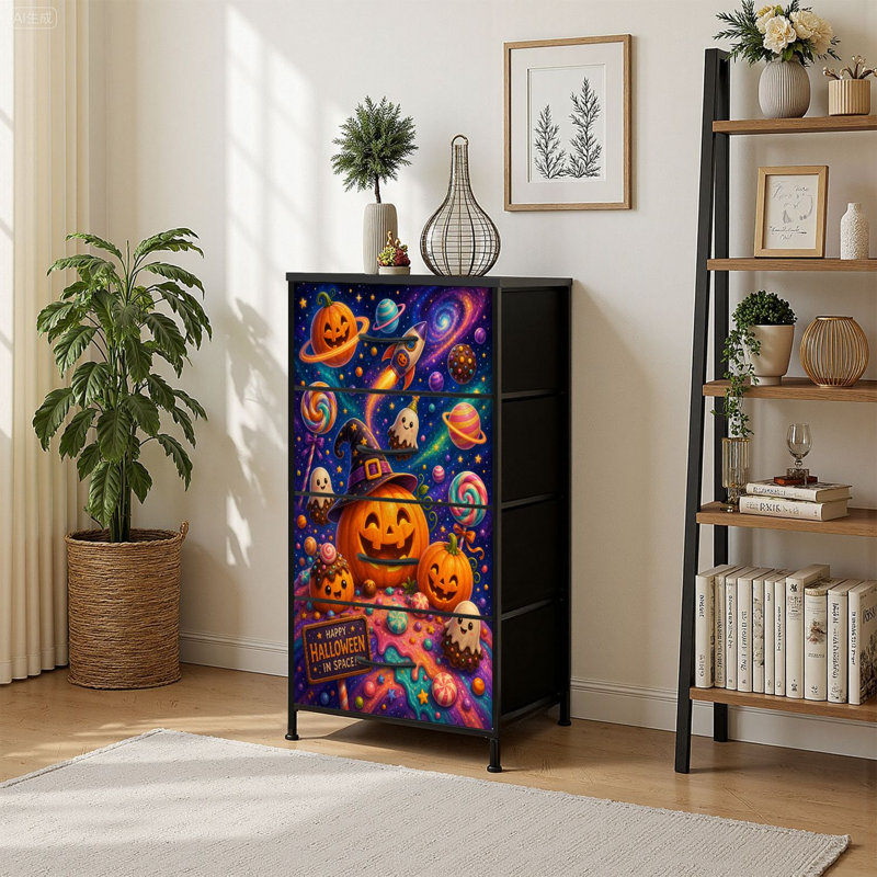 Commode de rangement verticale 4 tiroirs Halloween