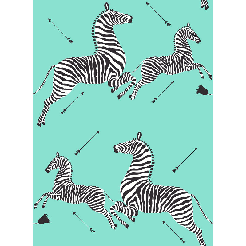 Papier peint adhésif zèbre Safari, Turquoise