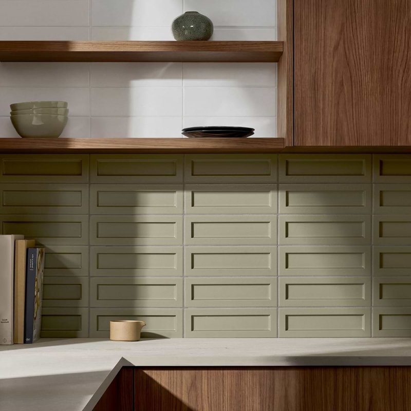 Arlo 3X11 3D Matte Ceramic Wall Tile, Green