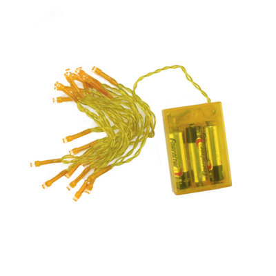 20 lumières de Noël grand angle à piles ambrées - fil jaune 6,4 pi