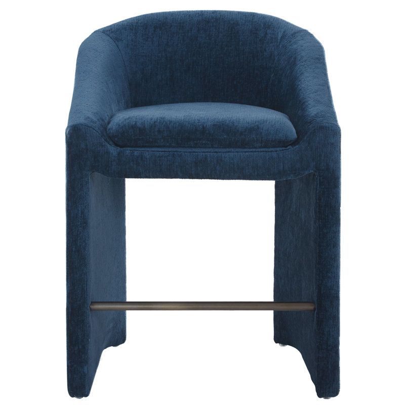 Kagan Chenille Counter Stool, Counter Stool (26.8" Seat Height), Navy