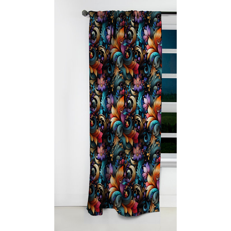 Moroccan Magic Paisley Pattern II - Floral Curtain - Blackout Floral Curtain - 1 Panels, 52" W x 120" L