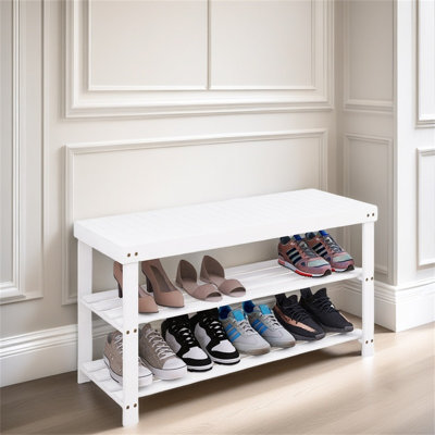Bamboo Shoe Rack Bench, Three-Level Shoe Rack Storage Rack In The Entrance Corridor, Bathroom, And Living Room