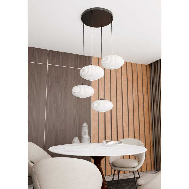 Samyiah 4 - Light Matte Black Pendant, Matte Black/Opal