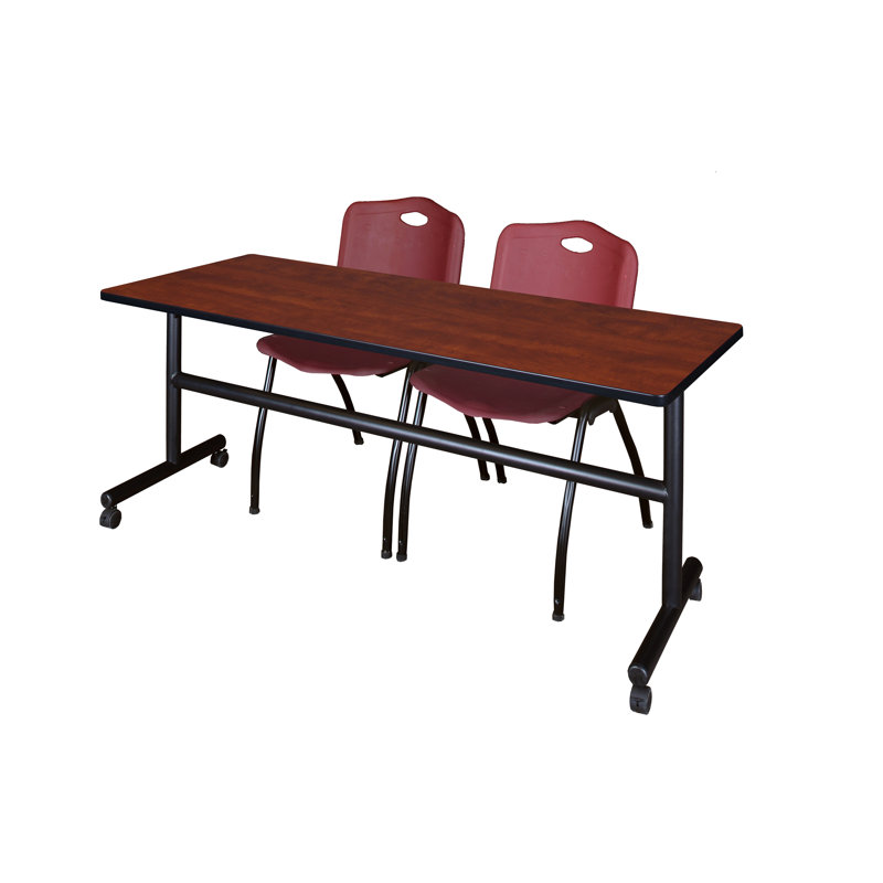 Table de nidification Nickls, 2 chaises empilables, H 29 po x l 72 po x P 24 po, Cerisier / bourgogne