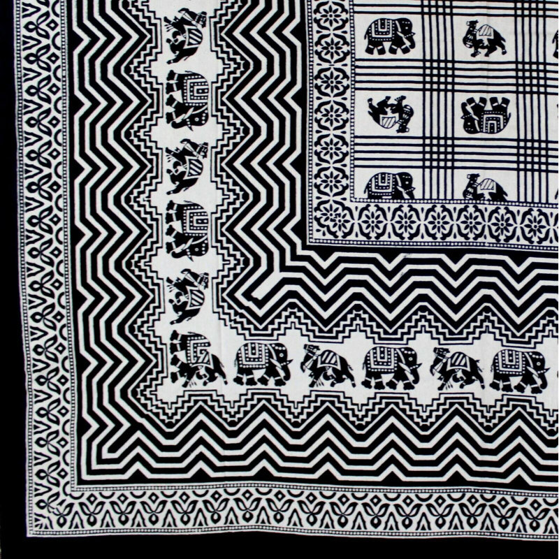 Couvre-lit / couvre-lit 100% coton noir Elephant, Couvre-lit double