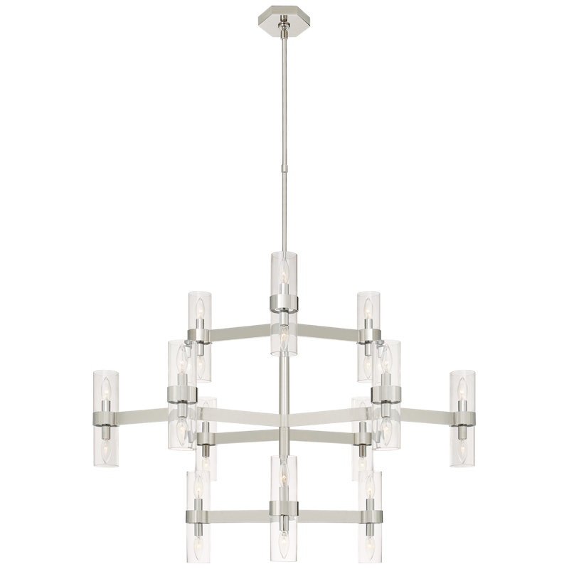 AERIN Margita Medium Chandelier, Polished Nickel, Transparent