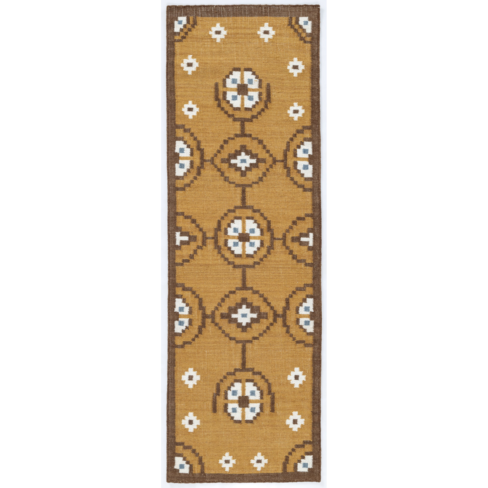 Heidi Flatweave Wool Geometric Scandinavian Rug, Yellow, 2'6x8'