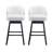 33.25" Swivel Counter Stools Set Of 2, Upholstered Counter Height Bar Stools With Solid Rubber Wood Frame, Backrest, Footrest, Armless Barstools For Home Bar, Kitchen Counter, Black + Beige-1173265887