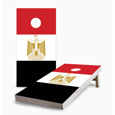 Ensemble de jeu de cornhole 2 x 4 drapeau égyptien | Comprend (2) planches (8) sacs et accessoires optionnels